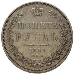 rubel 1851 ПА, Petersburg, Bitkin 228, drobne rysy w tl...