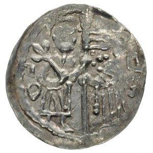 Bolesław Wysoki 1163-1201, denar, Aw: Dwie postacie z c...