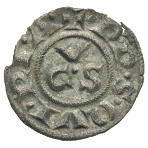 Ankona, denar XIII wiek, Aw: Krzyż, wokoło DE ANCONA, R...