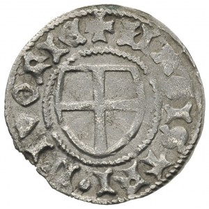 szeląg 1434-1450, Rewal, Aw: Krzyż w tarczy, wokoło MAG...