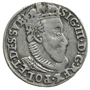 trojak 1588, Olkusz, Aw: Popiersie króla z małą głową i...