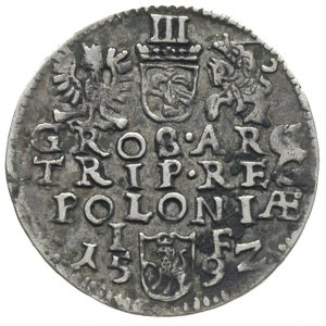 trojak 1592, Olkusz, odmiana z pełną datą i literami I ...