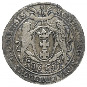 talar 1649, Gdańsk, odmiana z małą głową króla, srebro ...