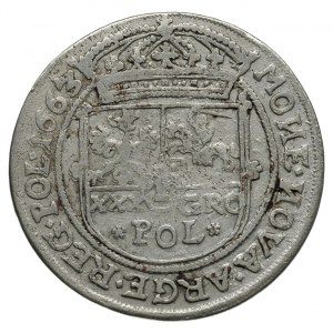 tymf 1663, Lwów, bez liter A-T po bokach tarczy herbowe...