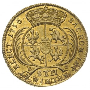 5 talarów (august d’or) 1756, Lipsk, Aw: Popiersie i na...