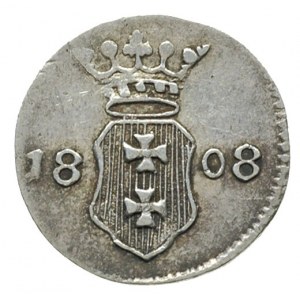 szeląg 1808, Gdańsk., odbitka w srebrze 1.01 g, Plage 4...