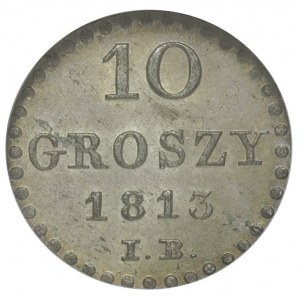 10 groszy 1813, Warszawa, Plage 103, moneta w pudełku G...