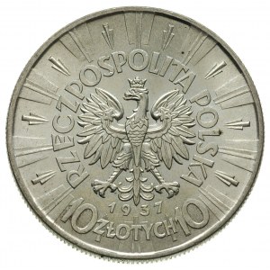 10 złotych 1937, Warszawa, Józef Piłsudski, Parchimowic...