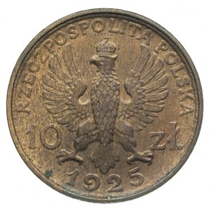 10 złotych 1925, Warszawa, Dwie głowy, brąz 3.42 g, Par...