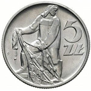 5 złotych 1958, Warszawa, odmiana z wąską cyfrą 8 w dac...