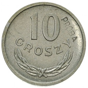 10 groszy 1949, na rewersie wklęsły napis PRÓBA, alumin...