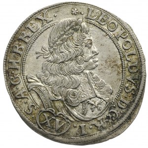 15 krajcarów 1677, Brzeg, litery C-B, FuS 724, rzadkie,...