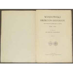 Wiadomości Numizmatyczno - Archeologiczne, rok 1915, ze...
