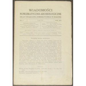Wiadomości Numizmatyczno - Archeologiczne, rok 1918, ze...