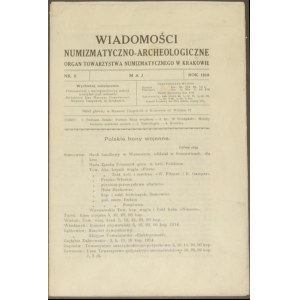 Wiadomości Numizmatyczno - Archeologiczne, rok 1918, ze...