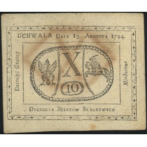 10 groszy miedziane 13.08.1794, napis F. Malinowski odw...