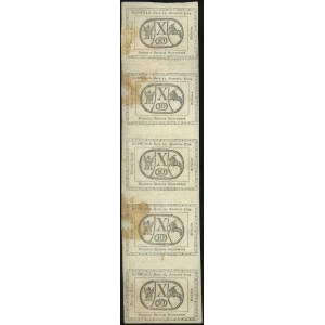 5 x 10 groszy 13.08.1794, pięć banknotów nierozciętych ...