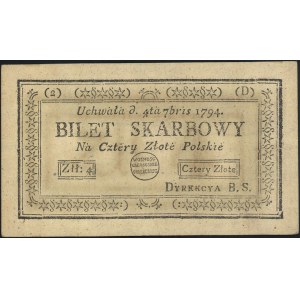4 złote polskie 4.09.1794, seria 2-D, Miłczak A11e, Luc...