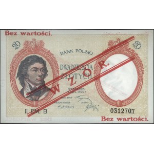 20 złotych 15.07.1924, II Emisja B, WZÓR, bez perforacj...