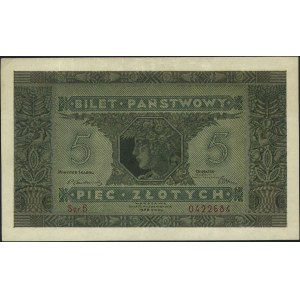 5 złotych 25.10.1926, seria B, numeracja 0422684, Miłcz...