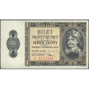 1 złoty 1.10.1938, seria IŁ, Miłczak 78b, Lucow 719 (R3...