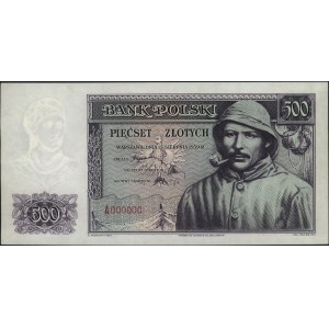 500 złotych 15.08.1939, seria A 000000, odmienny kolor ...