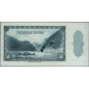 50 złotych 20.08.1939, WZÓR, trzykrotnie perforowany, b...