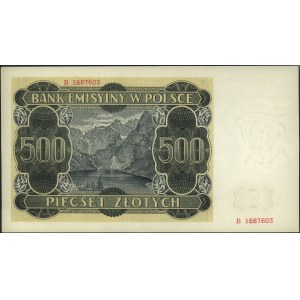 500 złotych 1.03.1940, seria B, Miłczak 98a, Lucow 801 ...