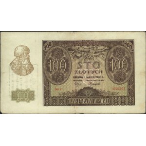 100 złotych 1.03.1940, seria C, z nadrukiem \A.-K. / Re...