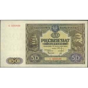 50 złotych 15.05.1946, seria C, Miłczak 128a, pięknie z...