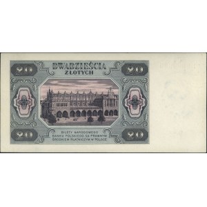 20 złotych 1.07.1948, seria CD 0000000, papier z niebie...