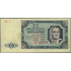 20 złotych 1.07.1948, błąd numeracji seria EL 6 / EL 68...