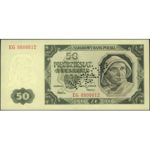 50 złotych 1.07.1948, perforacja WZÓR, seria EG 0000012...