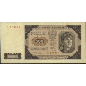 500 złotych 1.07.1948, seria C, Miłczak 140a, bez konse...