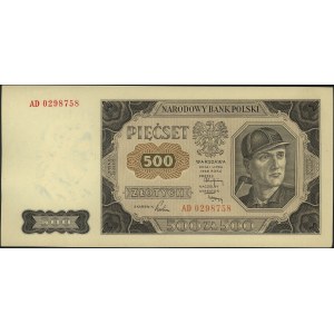 500 złotych 1.07.1948, seria AD, Miłczak 140bb, pięknie...
