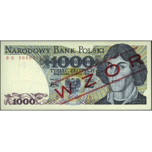 1.000 złotych 2.07.1975, nadruk WZÓR, seria BG 0000316,...