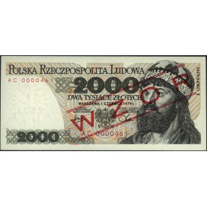 2.000 złotych 1.06.1979, nadruk WZÓR, seria AC 0000461,...