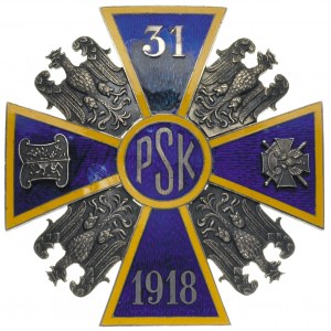 odznaka 31 Pułku Strzelców Kaniowskich, mosiądz srebrzo...