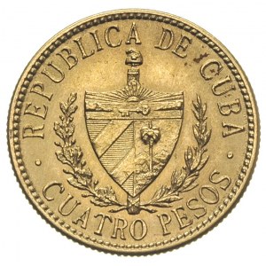 Republika, 4 pesos 1916, Filadelfia, złoto 6.69 g, Fr. ...