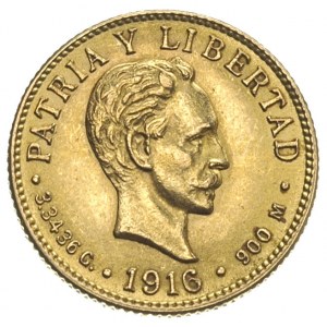 Republika, 2 pesos 1916, Filadelfia, złoto 3.33 g, Fr. ...