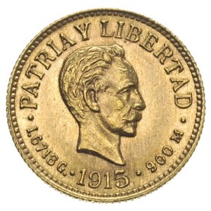 Republika, 1 peso 1915, Filadelfia, złoto 1.66 g, Fr. 7...