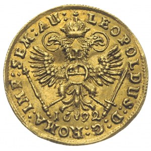dukat 1692 z tytulaturą Leopolda I, złoto 3.45 g, Fr. 1...