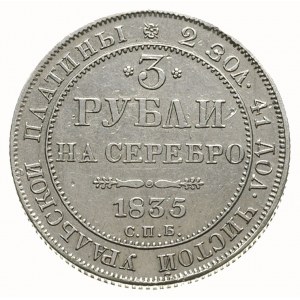 3 ruble 1835, Petersburg, platyna 10.23 g, Bitkin 81, r...
