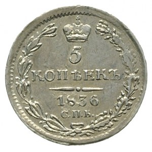 5 kopiejek 1836 / Н-Г, Petersburg, Bitkin 389, rzadkie