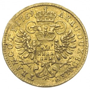 Maria Teresa 1740-1780, dukat 1759, Karlsburg, złoto 3....