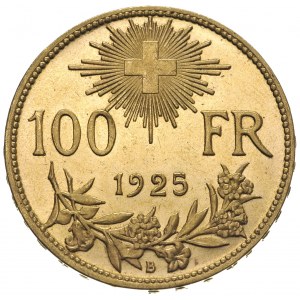 Konfederacja od 1848, 100 franków 1925 / B, Berno, złot...