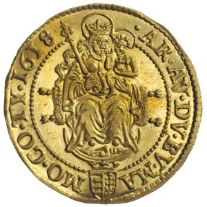 Maciej II 1608-1619, dukat 1618 / K-B, Krzemnica, złoto...