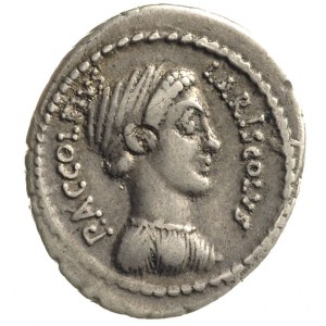 P. Accoleius Lariscolus 43 pne, denar, Rzym, Aw: Popier...