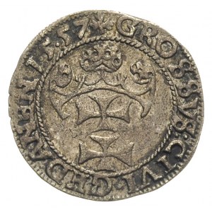 grosz 1557, Gdańsk, wcześniejszy typ z małą głową króla...