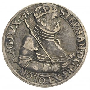talar 1586 Nagybanya, Aw: Półpostać króla i napis wokoł...